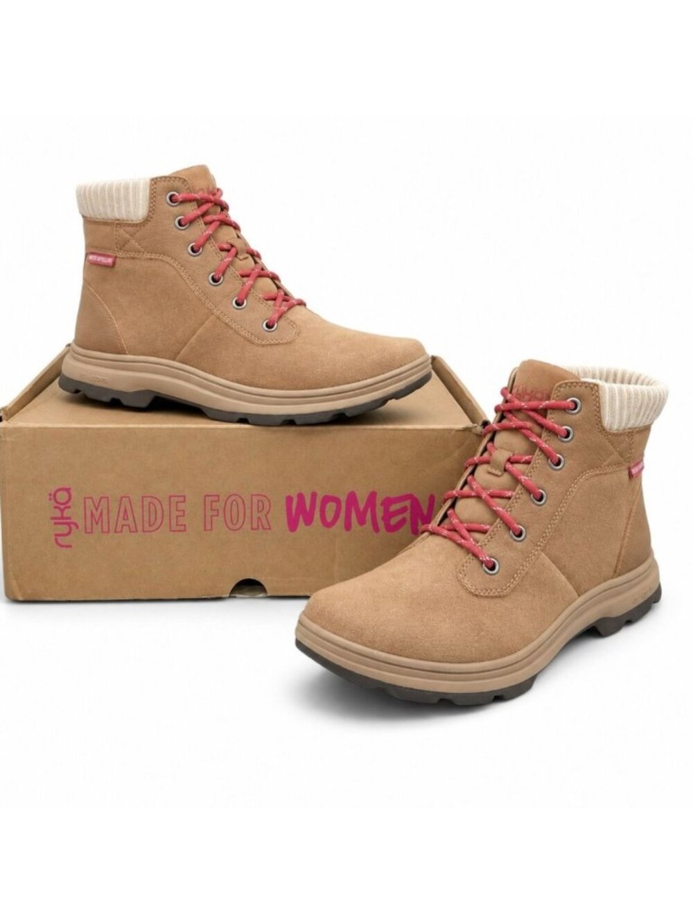 Womens 9.5 Tan Latte Suede Water Repellent Winter Ankle Boots Ryka Brunswick
